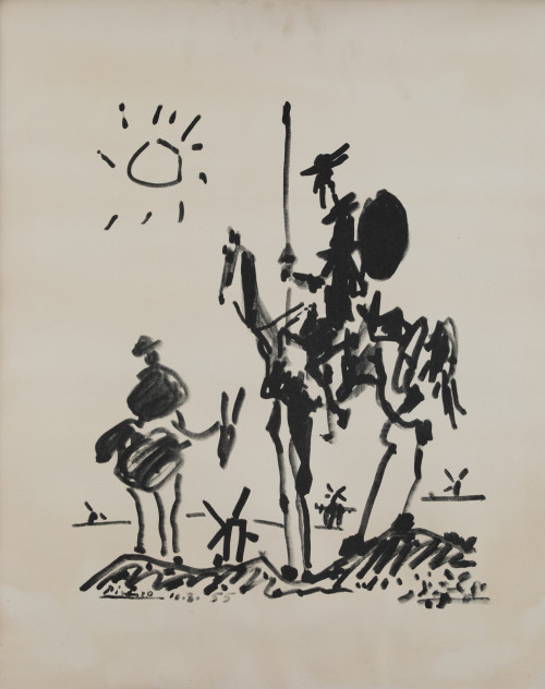 PABLO RUIZ PICASSO (DESPUES), “Don Quijote y Sancho”, Litog