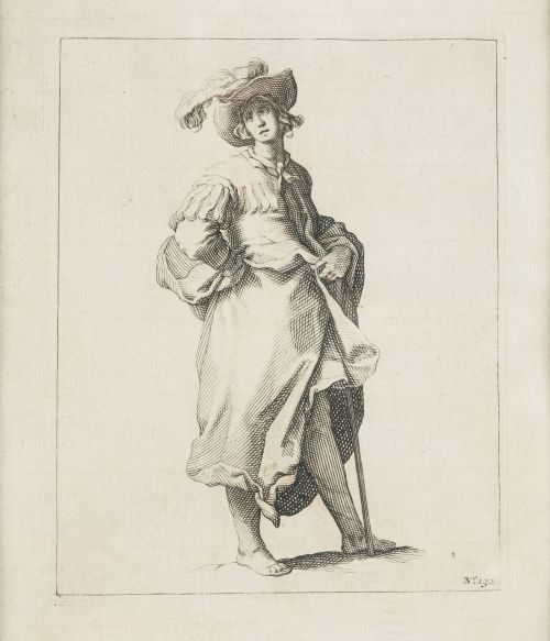 FREDERIK BLOEMAERT, "Caballero con sombrero, capa y bastón"