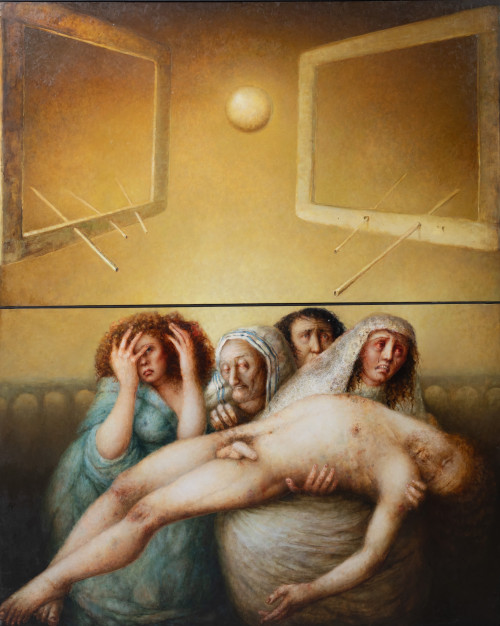 LUIS ALBERTO HERNÁNDEZ, "Piedad", 1994?, Díptico. Óleo sobr