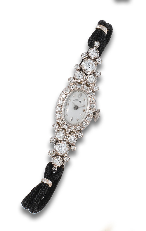 RELOJ DE PULSERA DE DAMA HAMILTON DE DIAMANTES, EN ORO BLAN