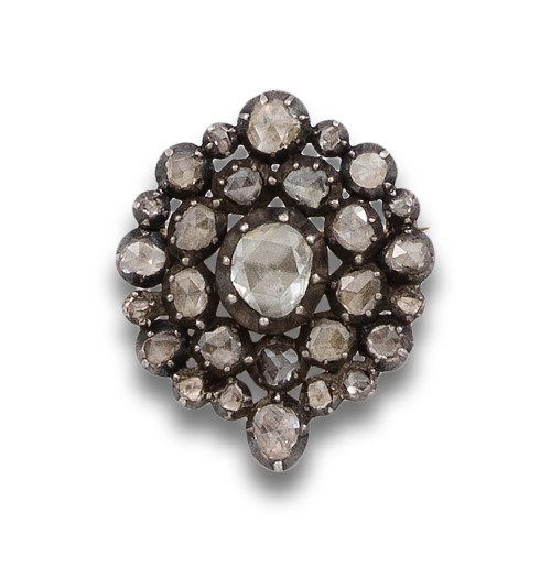 BROCHE S.XIX EN PLATA Y DIAMANTES