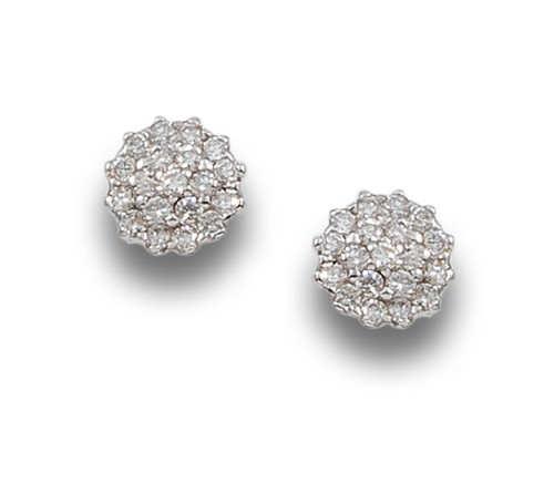 PENDIENTES ROSETAS DE DIAMANTES, EN ORO BLANCO