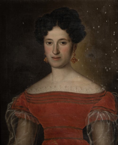 GIOVANNI  MARTINI, "Retrato de un dama con vestido rojo", 1