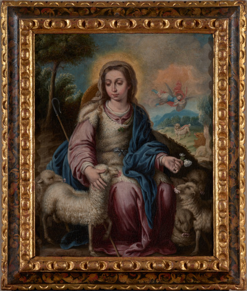 JUAN RUIZ SORIANO, "Divina Pastora", Óleo sobre lienzo