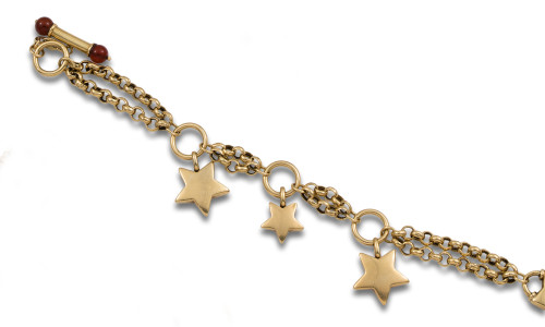 PULSERA EN ORO AMARILLO Y PINJANTES EN FORMA DE ESTRELLAS 