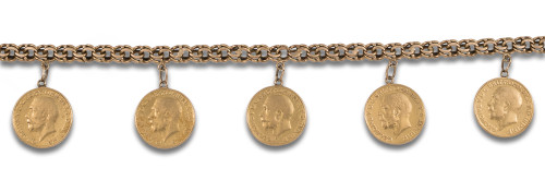 PULSERA EN ORO CON MONEDAS