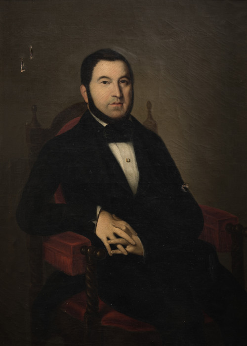 ESCUELA ESPAÑOLA/S. XIX, "Retrato de caballero", Óleo sobre