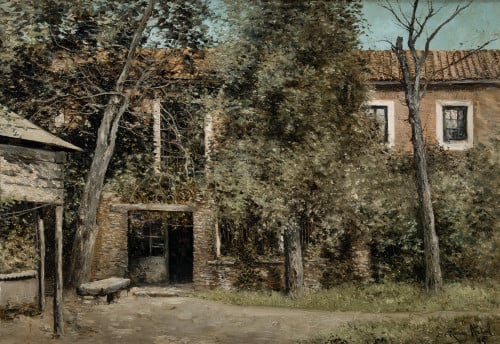 MANUEL RAMOS ARTAL, "Paisaje con casa", 1895, Óleo sobre li