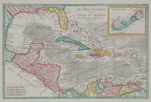 RIGOBERT  BONNE, "Mapa de las Islas Antillas y el Golfo de 