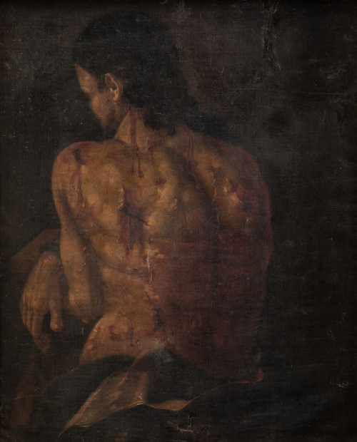 ESCUELA ESPAÑOLA, "Ecce Homo", Óleo sobre lienzo.