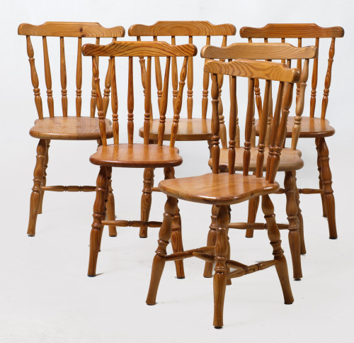 Six turned pine chairs after the Windsor model, c.1990