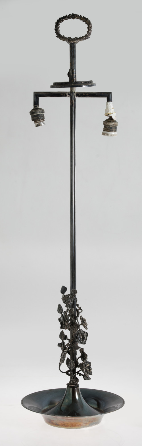 Silver metal table lamp, Valenti, mid 20th century