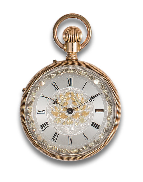 RELOJ DE BOLSILLO DOBLE ESFERA, EN ORO