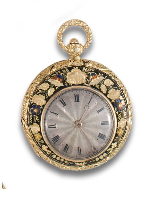 RELOJ DE BOLSILLO LEPINE DE ORO AMARILLO Y ESMALTE