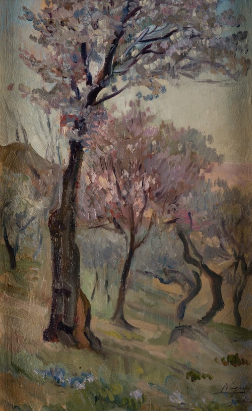 JOSE NOGUE MASSO, "Almendros en flor Jaen", Óleo sobre lien