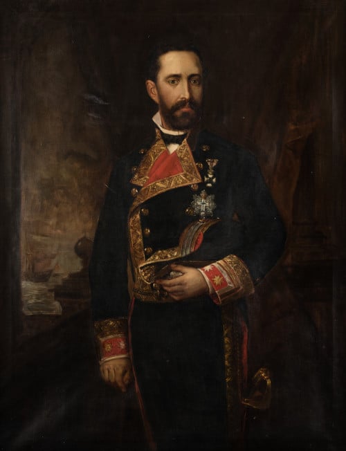 ESCUELA ESPAÑOLA, "Retrato de caballero vestio de uniforme"