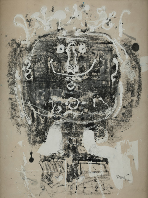 ANTONI CLAVÉ, "Rey", 1957, Monotipo y pintura sobre papel