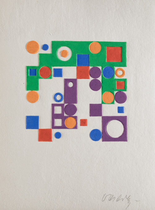 VICTOR VASARELY, "Celona", 1984, Gofrado y gouache