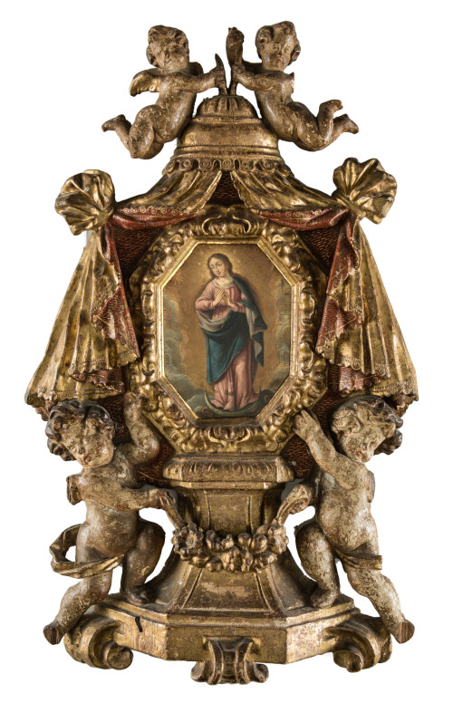 Marco o templete barroco con pintura de la Inmaculada Conce