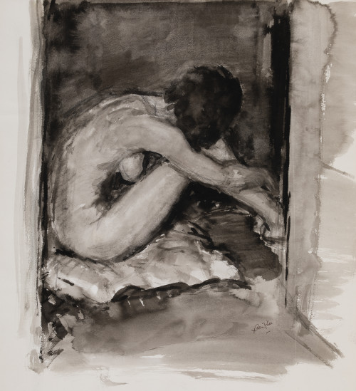 JOSÉ LUIS REY VILA,  “Desnudo femenino sentado” 1968, Agu