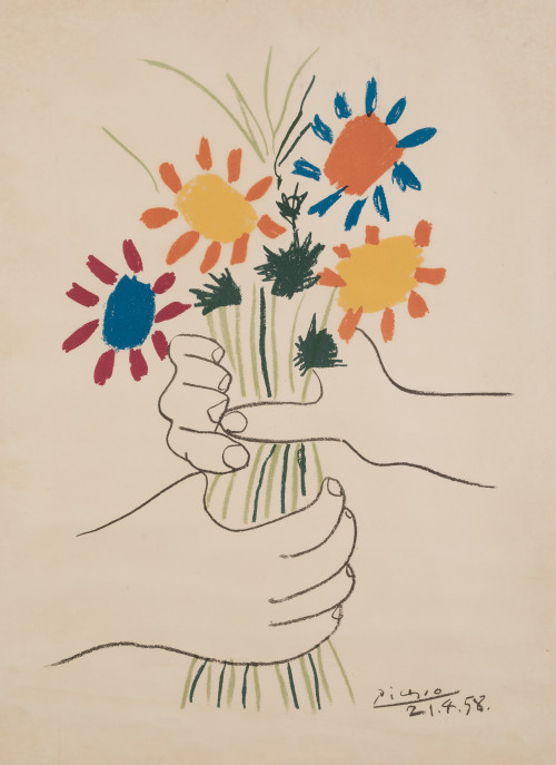 PABLO RUIZ PICASSO (DESPUES), “Ramo de flores”, Litografí