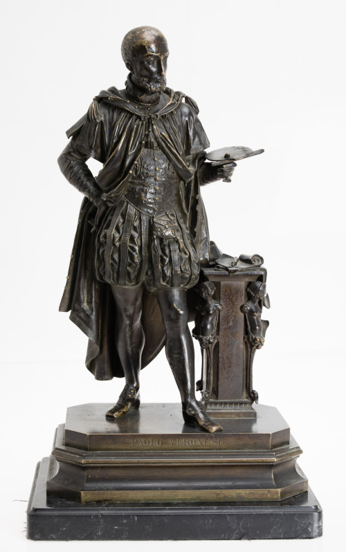 "Paolo Veronese", patinated bronze sculpture, France, 19th