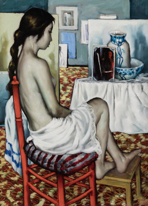 JESUS CASAUS, "Autoretrat en el Vermell", 1991, Óleo sobre 