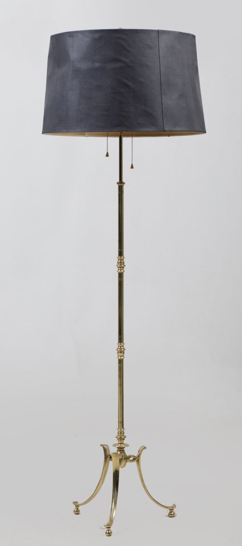 Gold metal floor lamp, Metalarte, Spain, 1980s