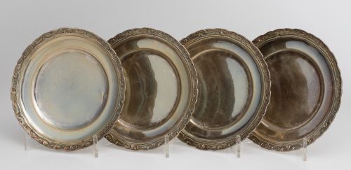 Four Robert Linzeler silver plates