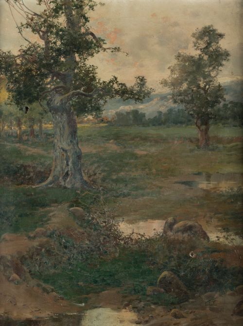 JULIÁN TORDESILLAS, "Paisaje con árboles", Óleo sobre lienz