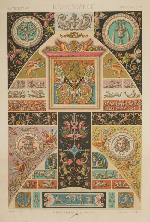 ALBERT-CHARLES-AUGUSTE RACINET, "Motivos decorativos. Reina