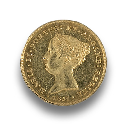 MONEDA DE ORO 2500 REIS MARIA II DE PORTUGAL