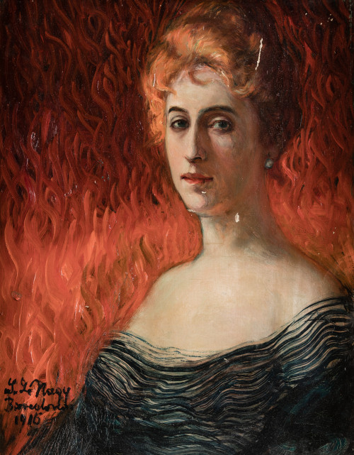 SEGISMUNDO DE NAGY, "Retrato de dama", 1916, Óleo sobre tab