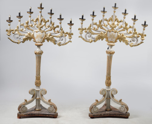 Pareja de candelabros de iglesia, España, S. XIX