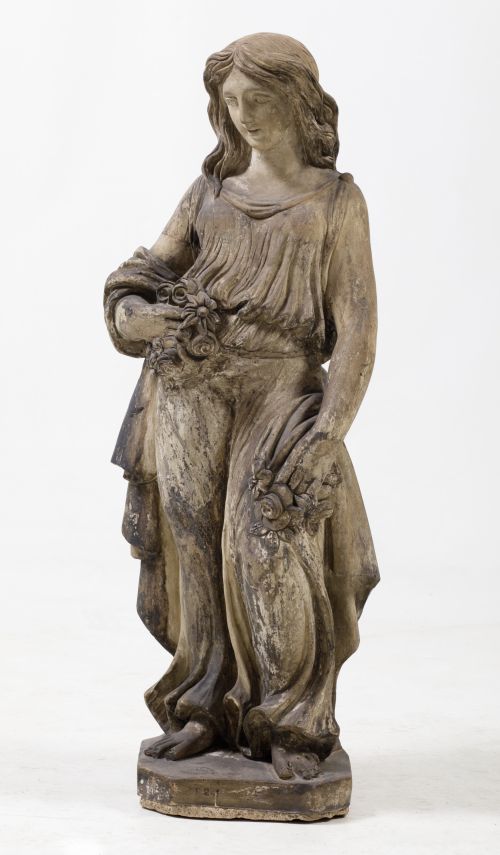 "Alegoría de la primavera", figura de terracota, con sello