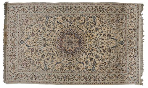 Hand-knotted silk and wool Naein Persian rug, early 20th ce