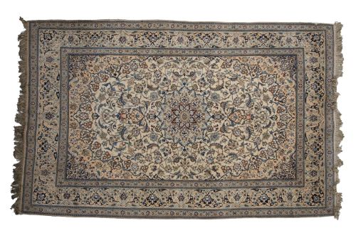 Persian Naein rug, hand-knotted wool and silk, early 20th c