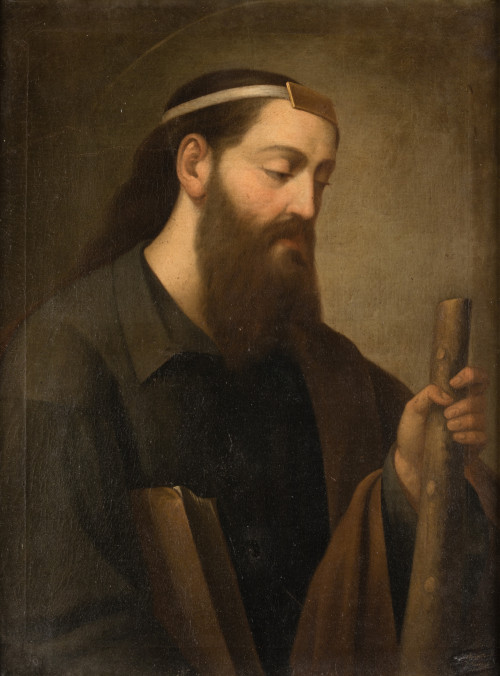 AUGUSTO MANUEL DE QUESADA, "San Judas Tadeo", Óleo sobre li