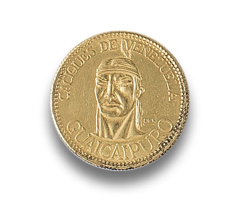 MONEDA CACIQUES DE VENEZUELA EN ORO