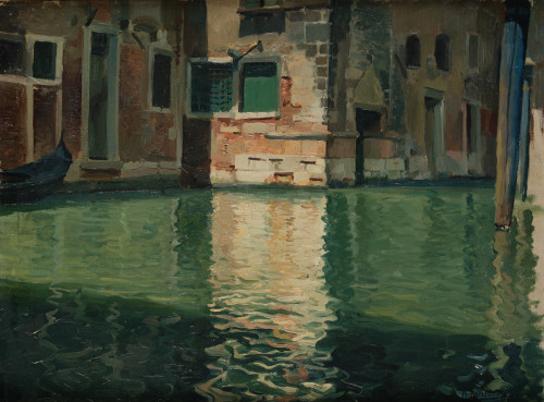 MANUEL  BENEDITO VIVES, "Rincón de Venecia". 1901, Óleo sob