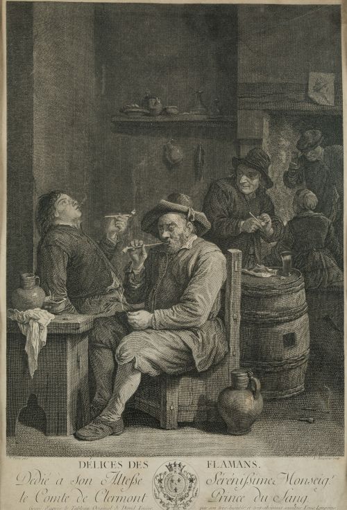 LOUIS SIMON LEMPEREUR, "Fumadores en interior de taberna",