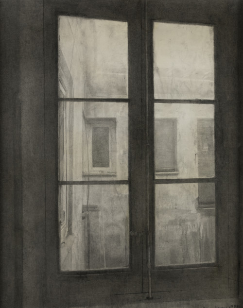 MARIA  MORENO, "Ventana II", 1972, Grafito sobre papel