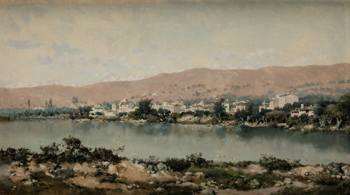 MARTÍN RICO Y ORTEGA, "Paisaje con rio", Óleo sobre lienzo