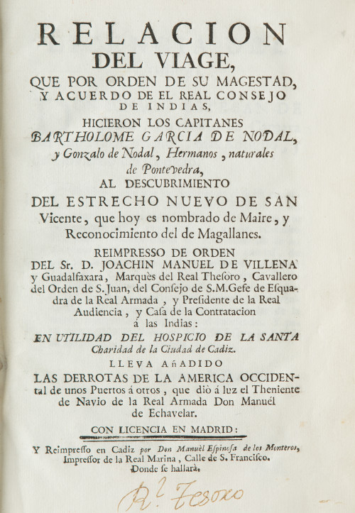 BARTOLOMÉ GARCÍA DE NODAL,  “Relación del viage, que por or