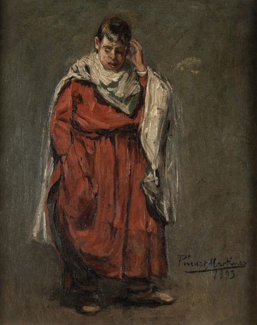 JOSE PINAZO MARTINEZ, "Monaguillo", 1895, Óleo sobre tabla