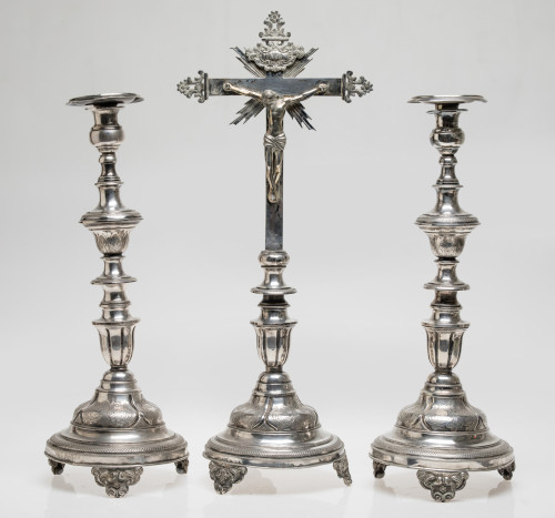 Conjunto de altar plata española Córdoba 1856