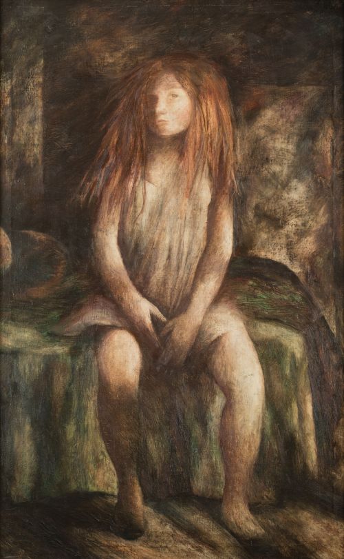 ANTONIO BLARDONY, "Niña sentada", Óleo sobre lienzo