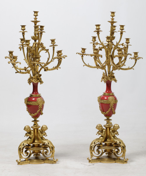 Pareja de candelabros estilo Napoleón III, Francia, pps. S.