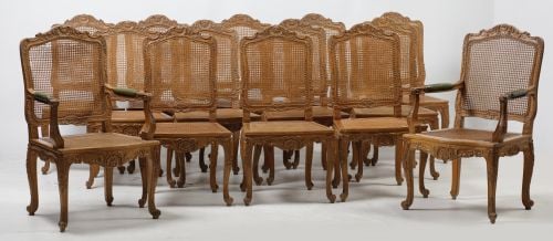 Seating composed of 12 chairs and 2 armchairs in Louis XV s