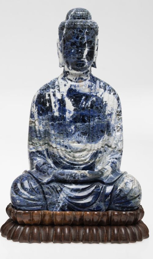 Sodalite Buddha figure, China, 20th century